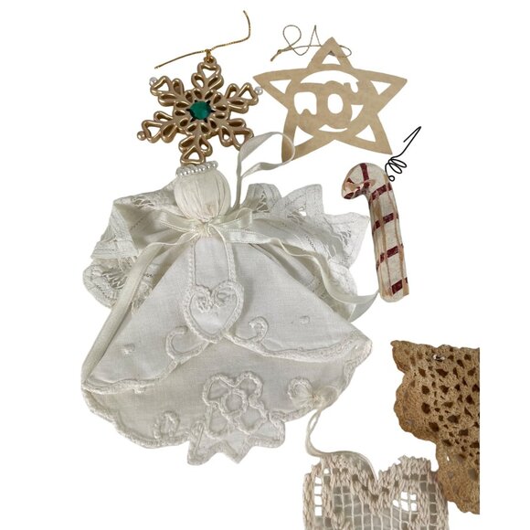 Christmas Ornaments Lot of 12 Vintage & Handmade  Felt/Wood/Fabric - Picture 2 of 8